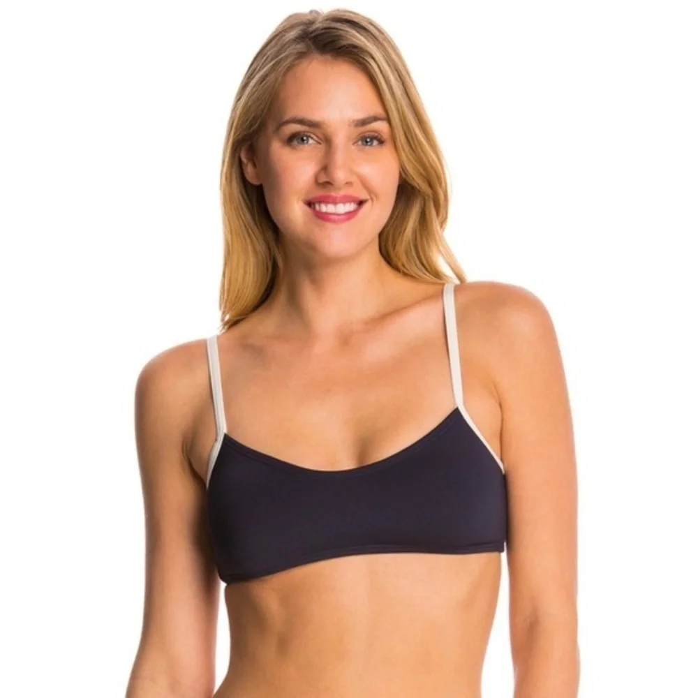 NWOT Kate Spade Mini Bow Bralette Bikini Top in Navy / White Sz. L